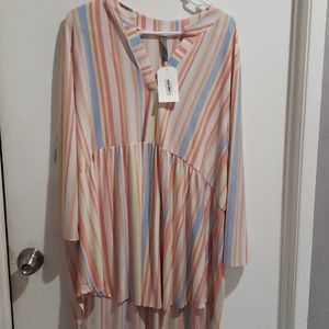 3xl Honeyme striped baby doll blouse